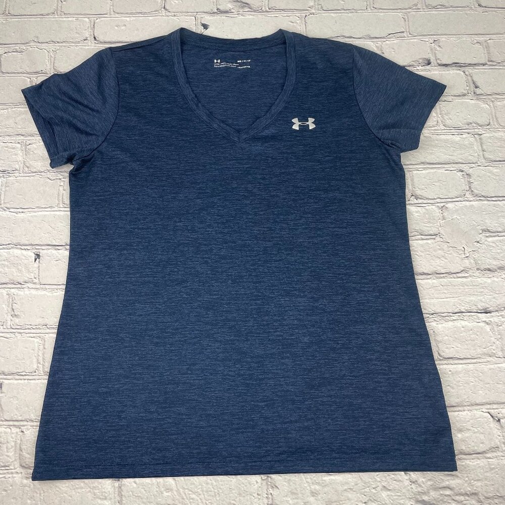 Under Armour Women's Tech Twist V-Neck Short Sleeve T-Shirt - Midnight Navy M